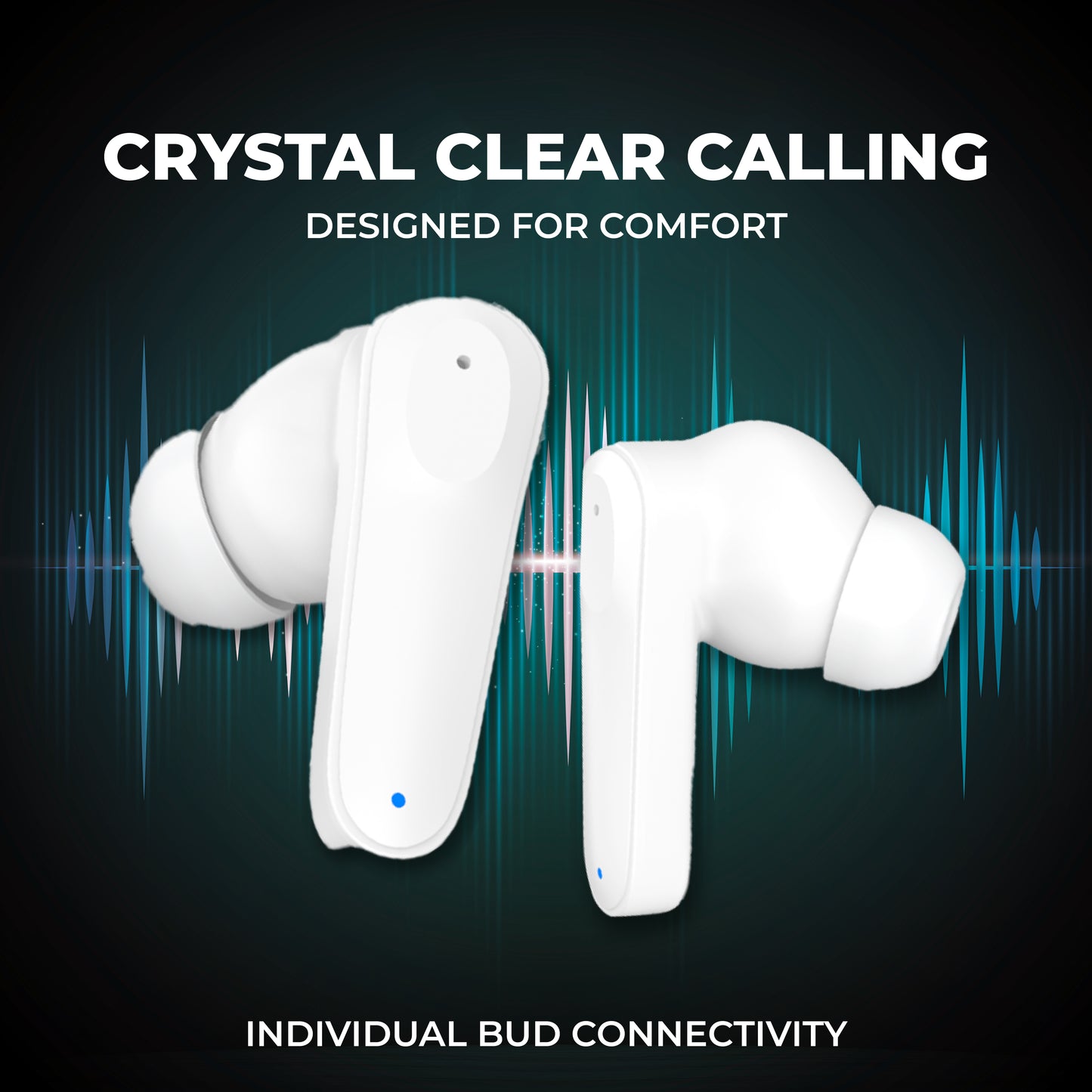 TYOON TWS103 Air Flip True Wireless Earbuds, Up to 20 Hours Playtime, Bluetooth 5.4, Front Open Design, Touch Controls, Type-C Charging – White