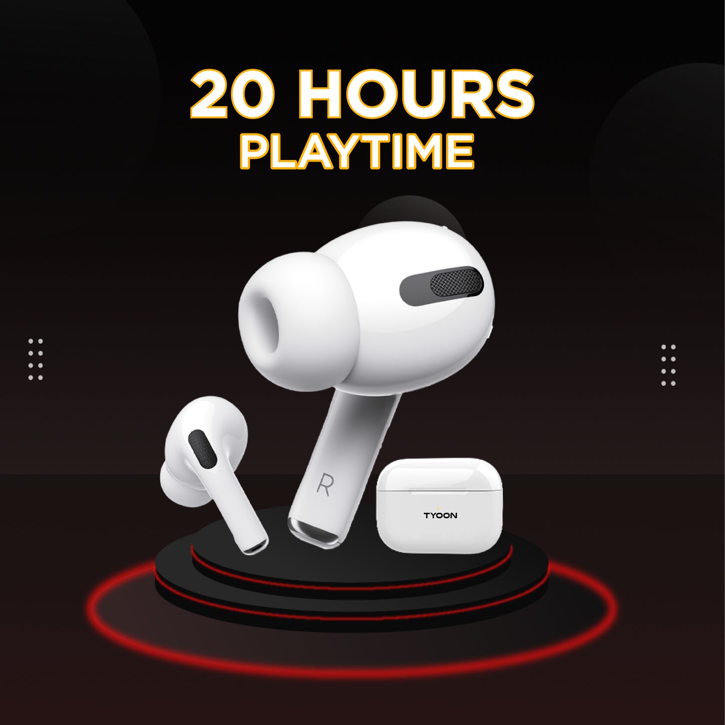 TYOON TWS 101 True Wireless Earbuds – 20H Playtime, Crystal Clear Sound, Deep Bass, Water Resistant, Bluetooth Earphones with Charging Case