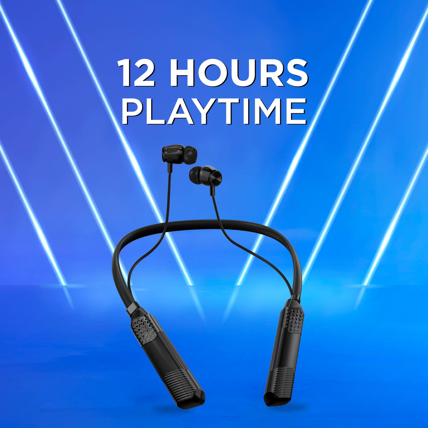 TYOON 301 Wireless Neckband | 12H Playtime, Type-C Fast Charging, Adjustable Wire Clips, Magnetic Earpieces, Voice Assistant Support.