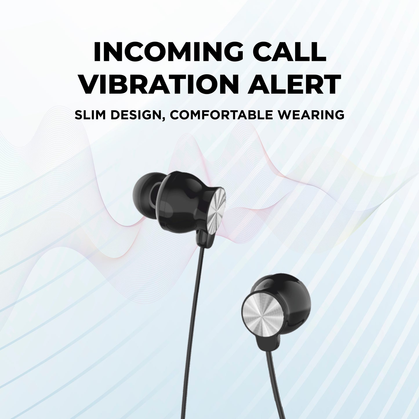 TYOON NB303 Bluetooth Neckband Earphones, Up to 20 Hours Playtime, Bluetooth 5.4, Vibration Call Alert, Magnetic Earpiece, Adjustable Wire Clips – Black