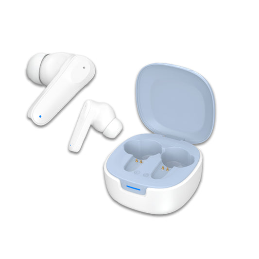 TYOON TWS103 Air Flip True Wireless Earbuds, Up to 20 Hours Playtime, Bluetooth 5.4, Front Open  Design, Touch Controls, Type-C Charging – White