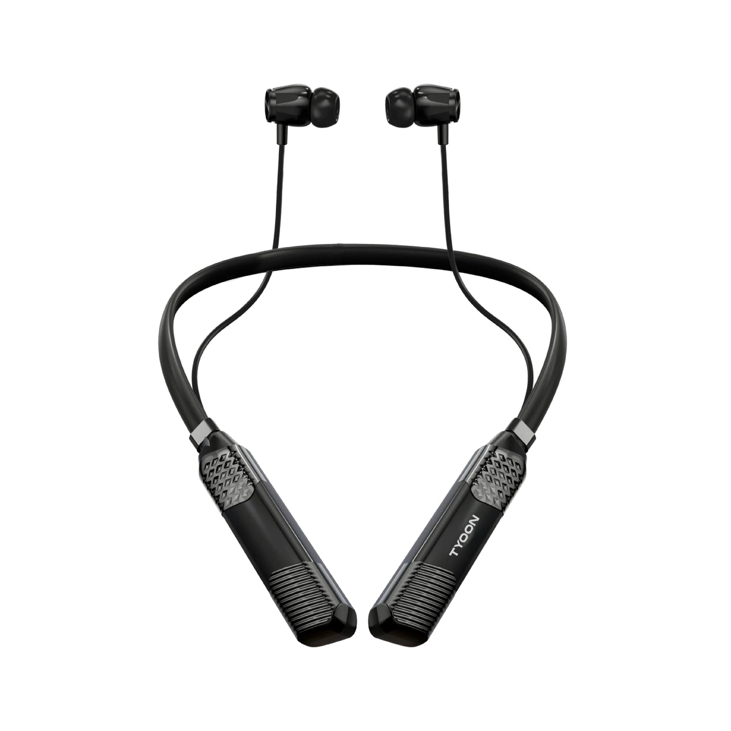 TYOON 301 Wireless Neckband | 12H Playtime, Type-C Fast Charging, Adjustable Wire Clips, Magnetic Earpieces, Voice Assistant Support.