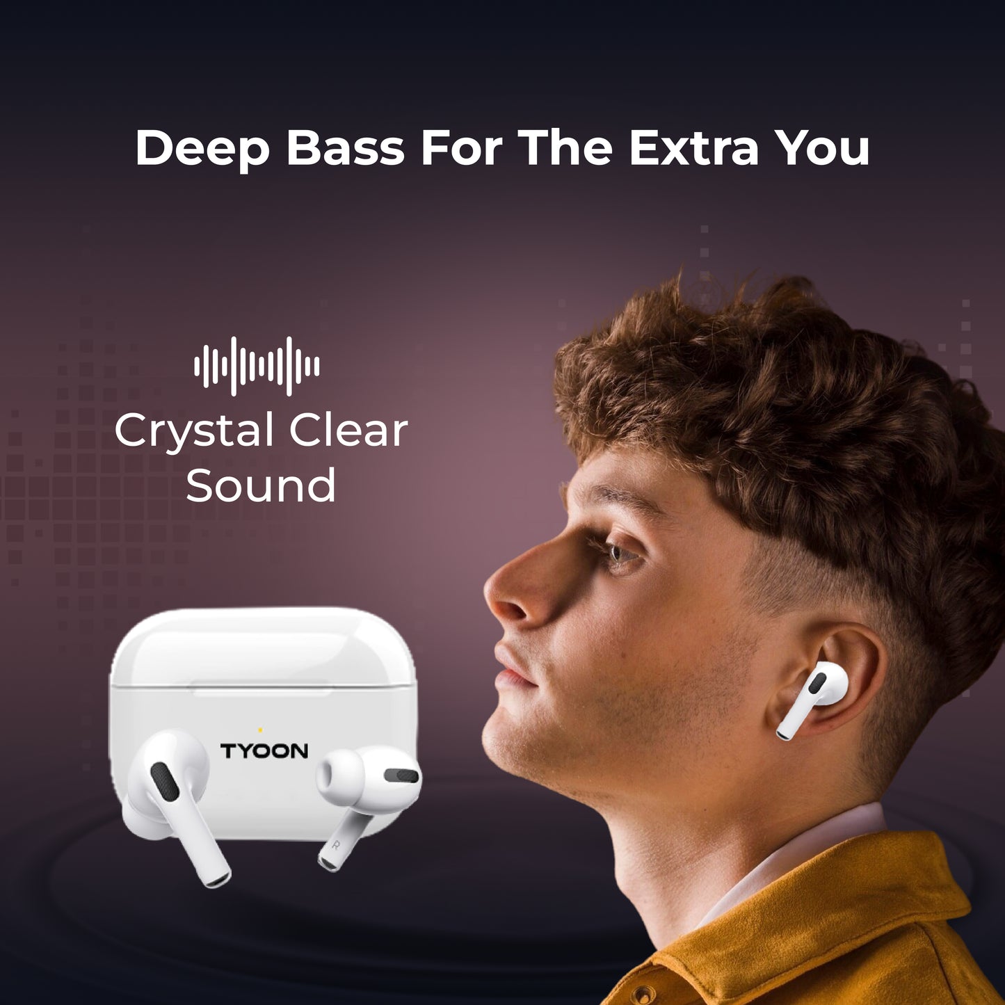 TYOON TWS 101 True Wireless Earbuds – 20H Playtime, Crystal Clear Sound, Deep Bass, Water Resistant, Bluetooth Earphones with Charging Case